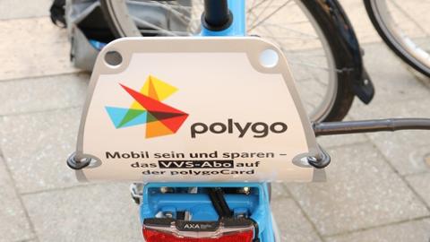 Werbung für polygo auf Fahrrad
