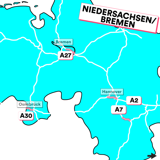 Grafik: Autobahnprojekte Niedersachsen