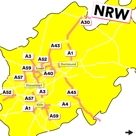 Grafik: Autobahnprojekte NRW