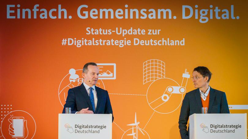 Volker Wissing und Karl Lauterbach bei der Pressekonferenz zur Digitalstrategie