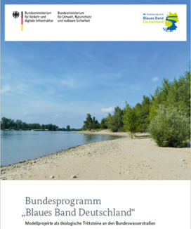 Titelblatt der Broschüre: Bundesprogramm „Blaues Band Deutschland“ - Modellprojekte als ökologische Trittsteine an den Bundeswasserstraßen