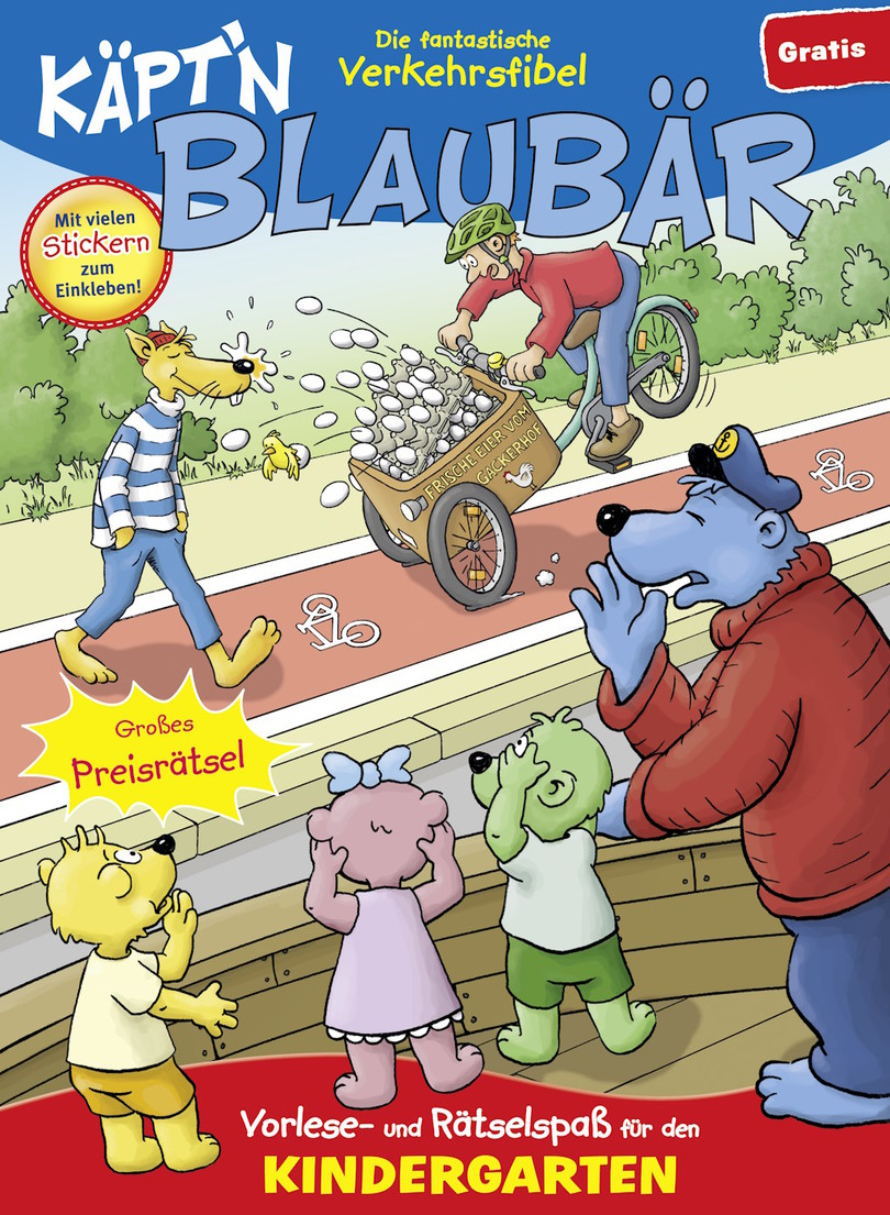 Cover der aktuellen Käptn Blaubär Verkehrsfibel (Kindergarten)