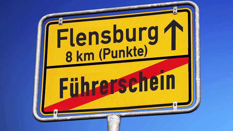 Ortsausgangsschild Flensburg Führerscheinentzug