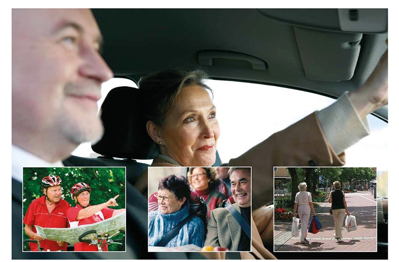 Plakat zum Thema Verkehrssicherheit für Seniorinnen und Senioren