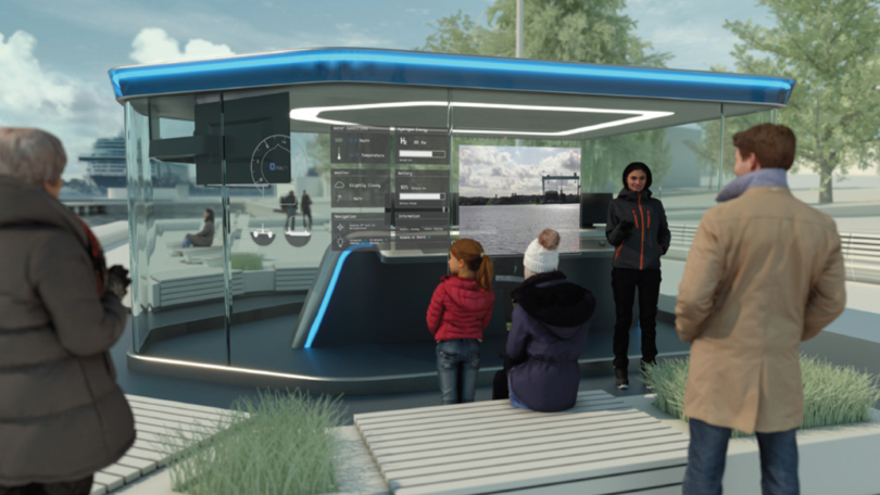 3D-Rendering zum Projekt CAPTN Förde Areal: Darstellung des geplanten landseitigen Kontrollzentrums