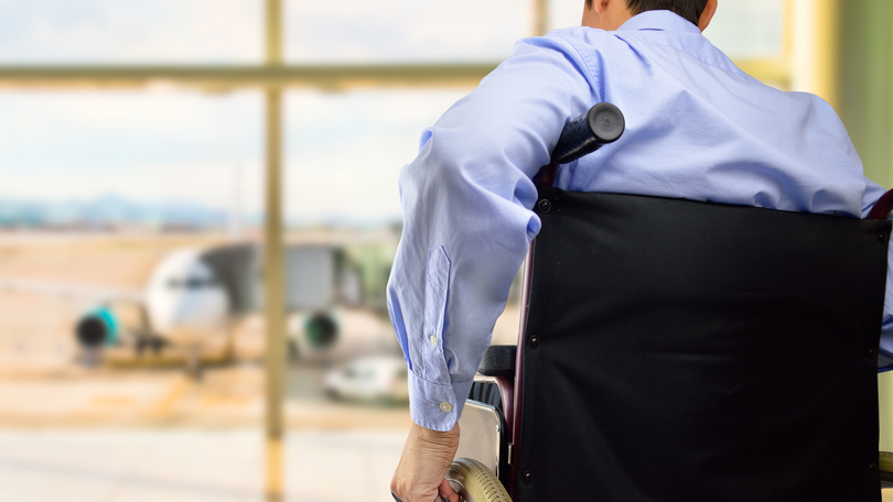 Person in a weelchair at the airport